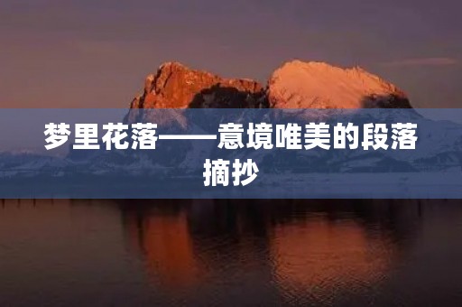梦里花落——意境唯美的段落摘抄 梦里花落——意境唯美的段落摘抄