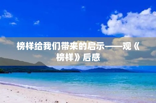 榜样给我们带来的启示——观《榜样》后感