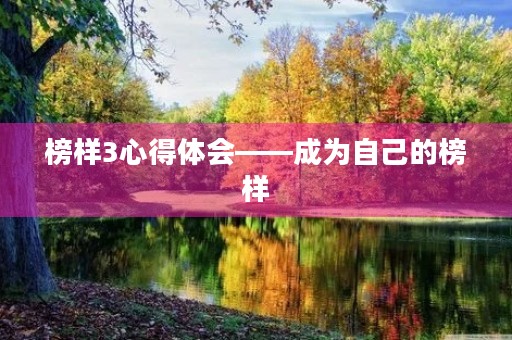 榜样3心得体会——成为自己的榜样