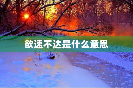欲速不达是什么意思 欲速不达是什么意思