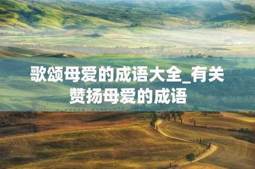 歌颂母爱的成语大全_有关赞扬母爱的成语