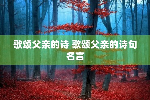 歌颂父亲的诗 歌颂父亲的诗句名言