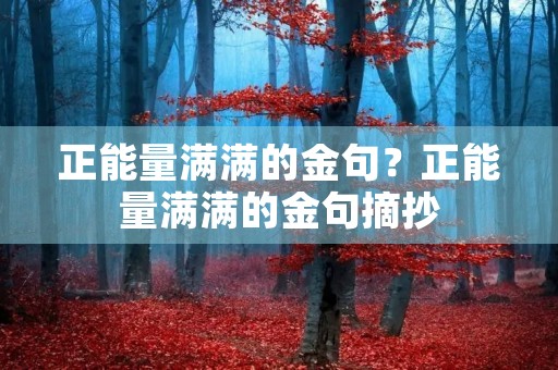 正能量满满的金句？正能量满满的金句摘抄