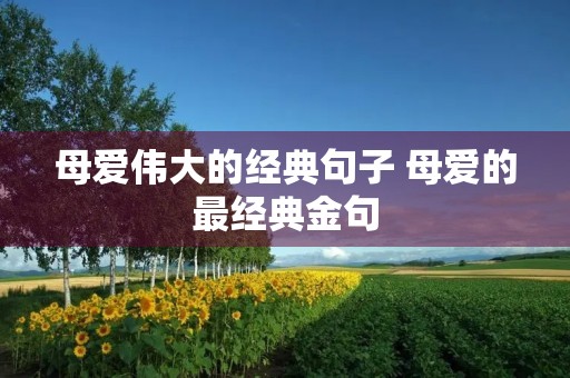 母爱伟大的经典句子 母爱的最经典金句 母爱伟大的经典句子 母爱的最经典金句