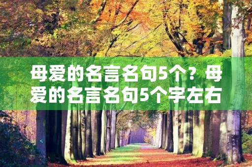 母爱的名言名句5个?母爱的名言名句5个字左右 母爱的名言名句5个?母爱的名言名句5个字左右