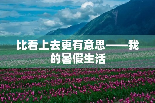 比看上去更有意思——我的暑假生活 比看上去更有意思——我的暑假生活