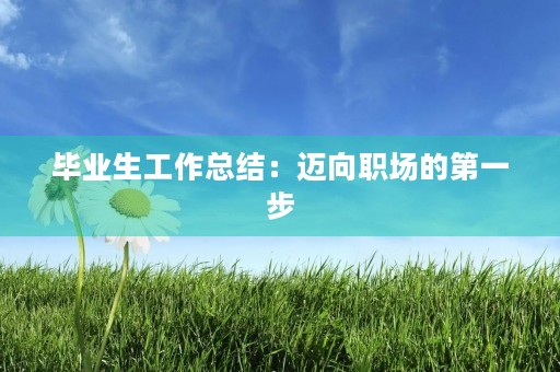 毕业生工作总结:迈向职场的第一步