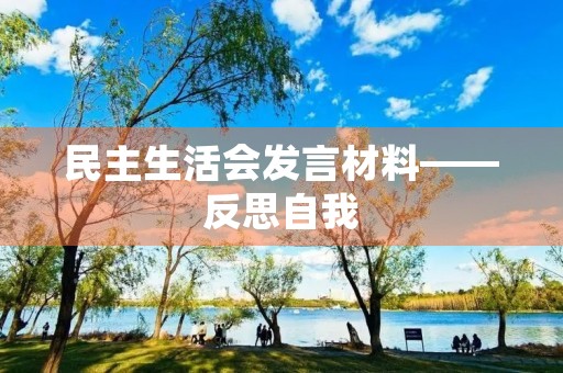 民主生活会发言材料——反思自我，提高素质
