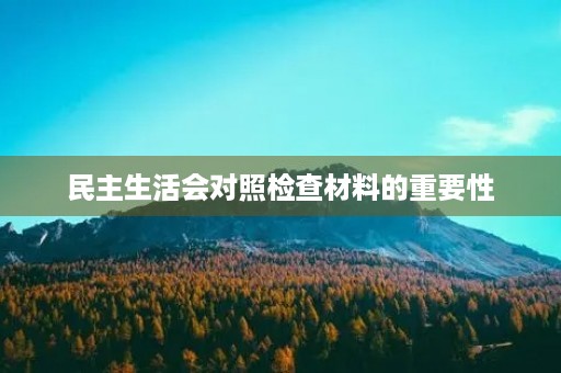 民主生活会对照检查材料的重要性
