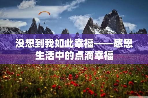 没想到我如此幸福——感恩生活中的点滴幸福