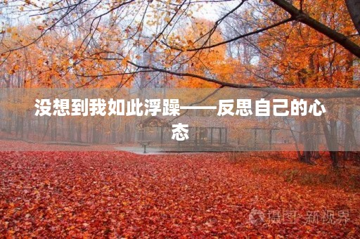 没想到我如此浮躁——反思自己的心态