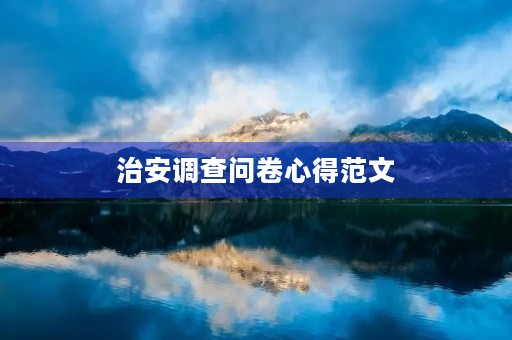 治安调查问卷心得范文 治安调查问卷心得范文
