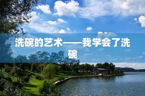 洗碗的艺术——我学会了洗碗