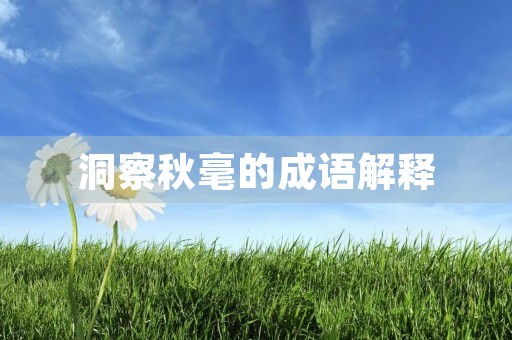 洞察秋毫的成语解释