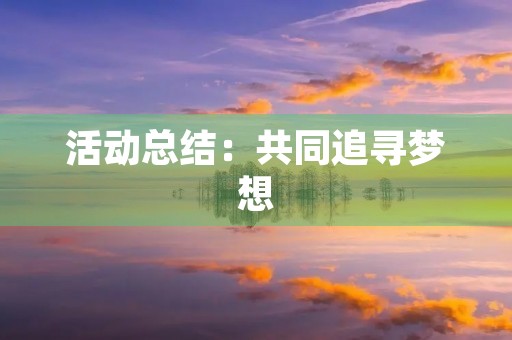 活动总结：共同追寻梦想，创造美好未来