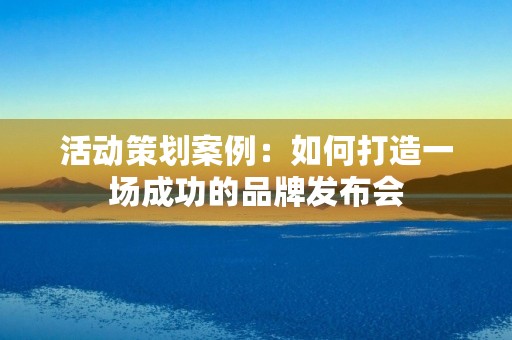 活动策划案例：如何打造一场成功的品牌发布会