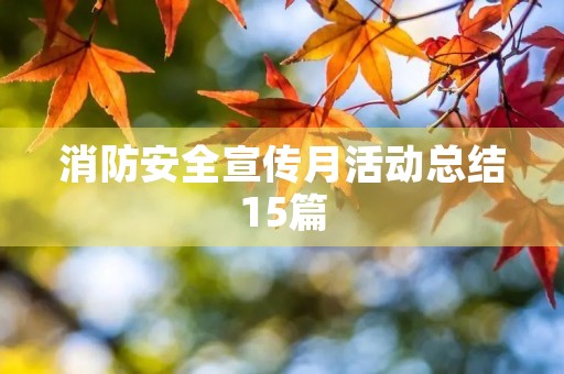 消防安全宣传月活动总结15篇