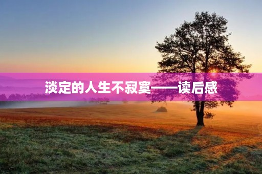 淡定的人生不寂寞——读后感 淡定的人生不寂寞——读后感
