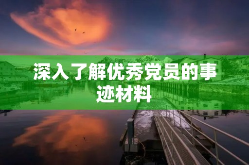 深入了解优秀党员的事迹材料 深入了解优秀党员的事迹材料