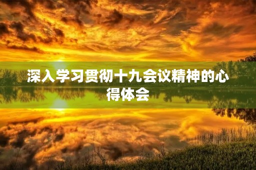 深入学习贯彻十九会议精神的心得体会 深入学习贯彻十九会议精神的心得体会