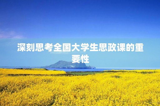 深刻思考全国大学生思政课的重要性