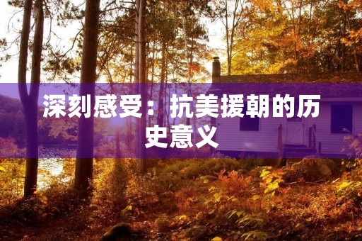 深刻感受:抗美援朝的历史意义 深刻感受:抗美援朝的历史意义