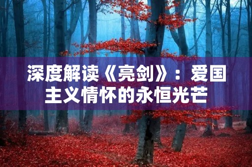 深度解读《亮剑》：爱国主义情怀的永恒光芒