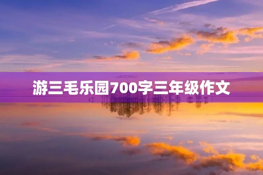 游三毛乐园700字三年级作文 游三毛乐园700字三年级作文