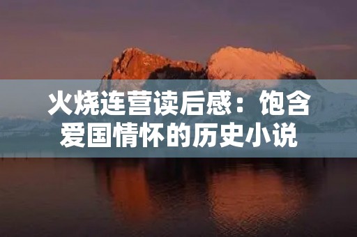火烧连营读后感:饱含爱国情怀的历史小说 火烧连营读后感:饱含爱国情怀的历史小说
