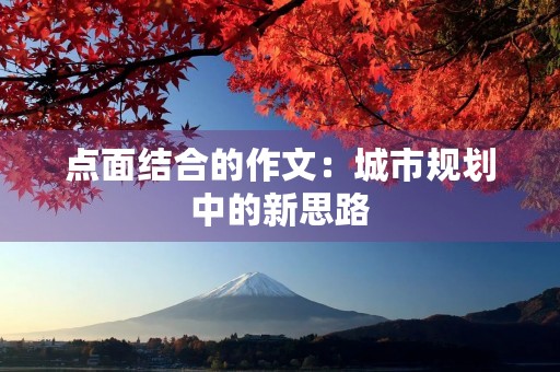 点面结合的作文：城市规划中的新思路