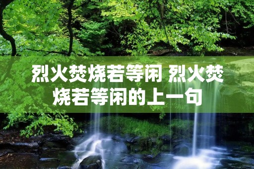 烈火焚烧若等闲 烈火焚烧若等闲的上一句