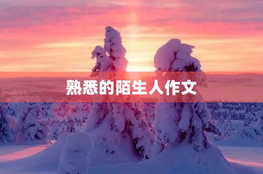 熟悉的陌生人作文 熟悉的陌生人作文