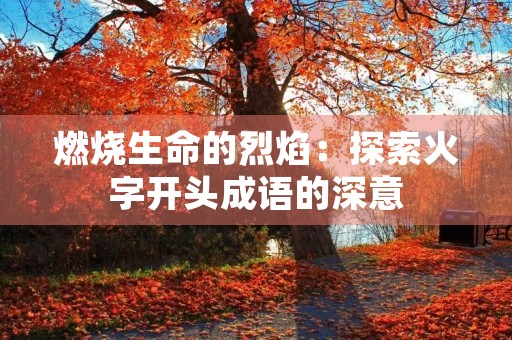 燃烧生命的烈焰：探索火字开头成语的深意