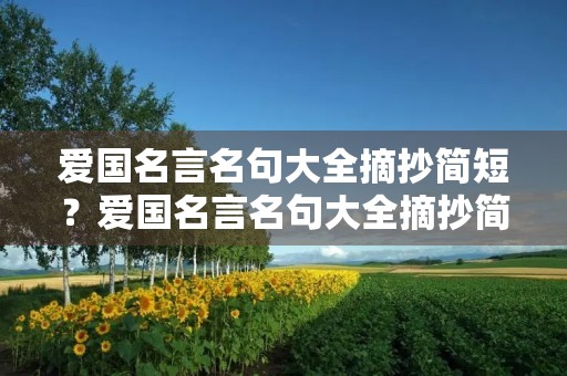 爱国名言名句大全摘抄简短？爱国名言名句大全摘抄简短一年级