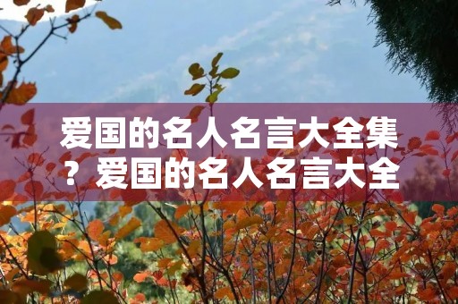爱国的名人名言大全集？爱国的名人名言大全集摘抄