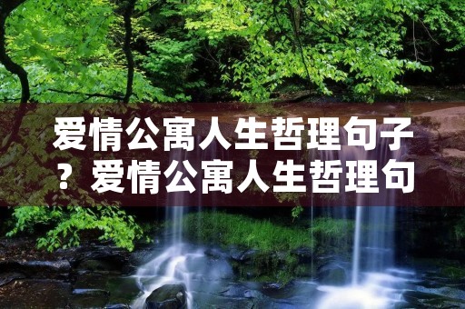 爱情公寓人生哲理句子？爱情公寓人生哲理句子片段