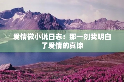 爱情微小说日志：那一刻我明白了爱情的真谛