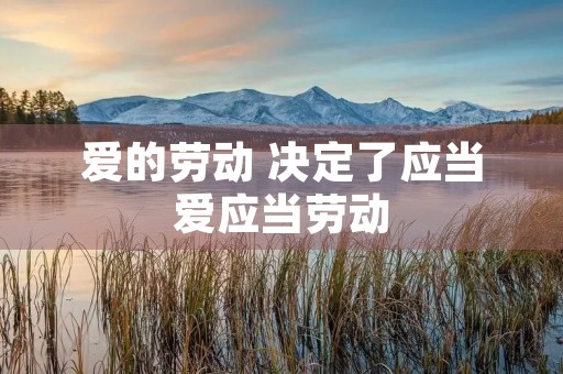 爱的劳动 决定了应当爱应当劳动