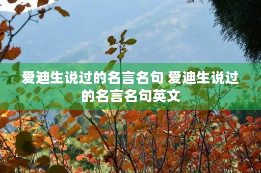 爱迪生说过的名言名句 爱迪生说过的名言名句英文 爱迪生说过的名言名句 爱迪生说过的名言名句英文