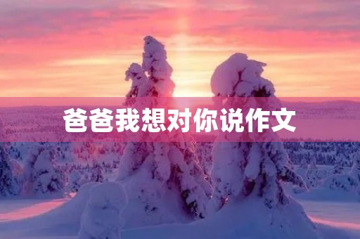 爸爸我想对你说作文 爸爸我想对你说作文