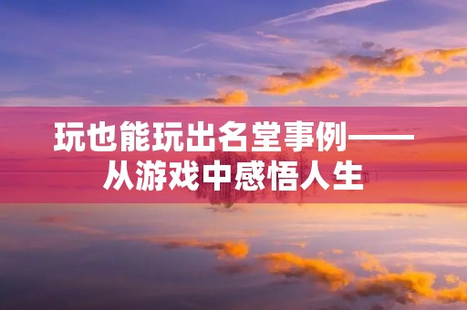 玩也能玩出名堂事例——从游戏中感悟人生