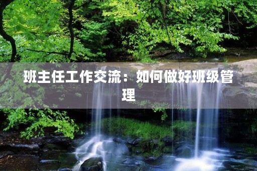 班主任工作交流：如何做好班级管理