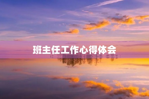 班主任工作心得体会 班主任工作心得体会