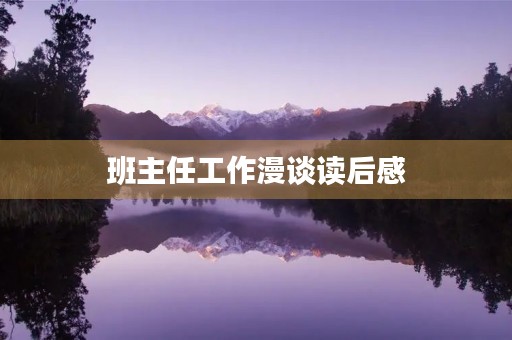 班主任工作漫谈读后感