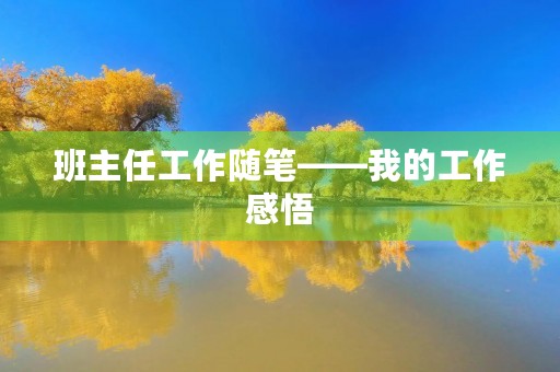 班主任工作随笔——我的工作感悟 班主任工作随笔——我的工作感悟