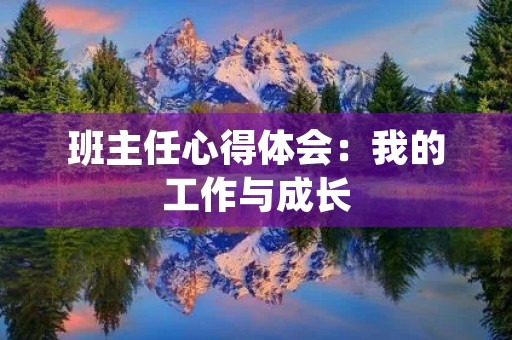 班主任心得体会：我的工作与成长