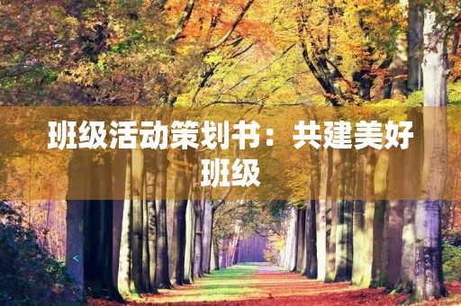 班级活动策划书:共建美好班级 班级活动策划书:共建美好班级