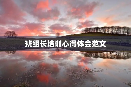 班组长培训心得体会范文 班组长培训心得体会范文