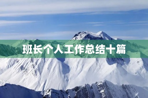 班长个人工作总结十篇