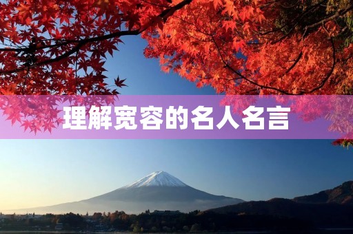 理解宽容的名人名言(理解宽容的名人名言短句)